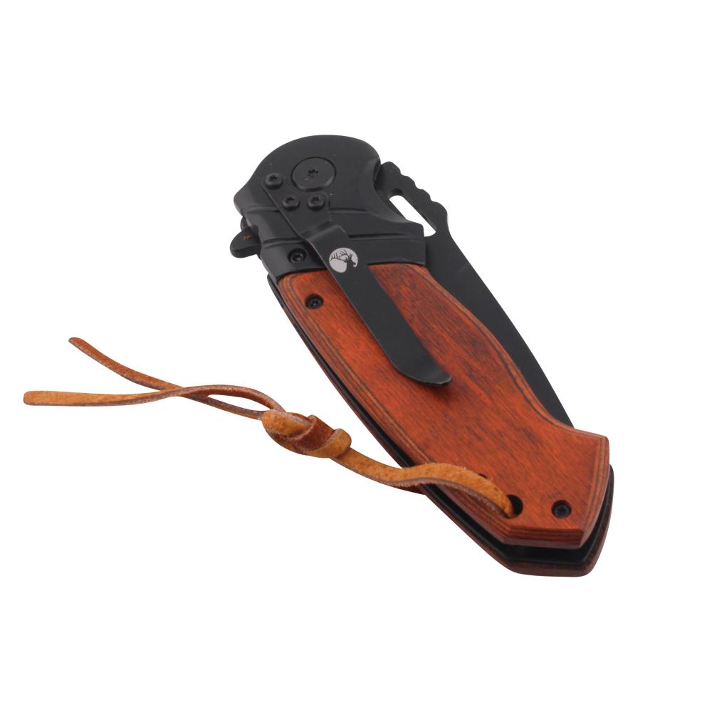 Elk Ridge N22 Folding Wooden Handle Pocket Knife-Black