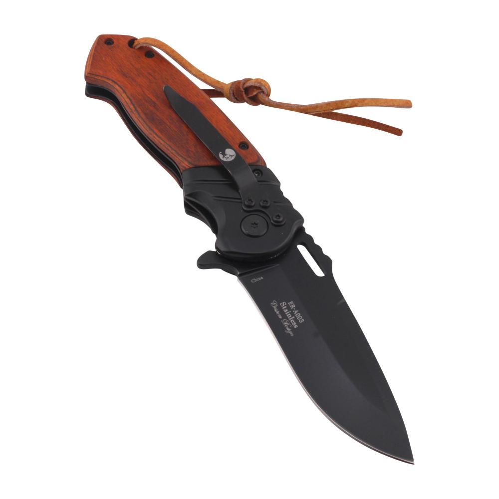 Elk Ridge N22 Folding Wooden Handle Pocket Knife-Black