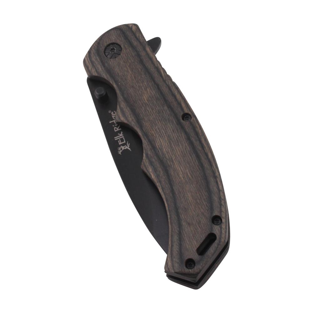 Elk Ridge N32 Folding Wooden Handle Pocket Knife-Black