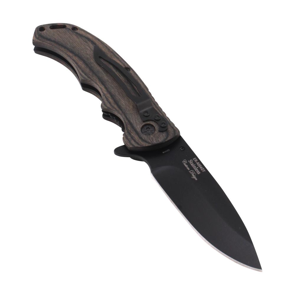 Elk Ridge N32 Folding Wooden Handle Pocket Knife-Black