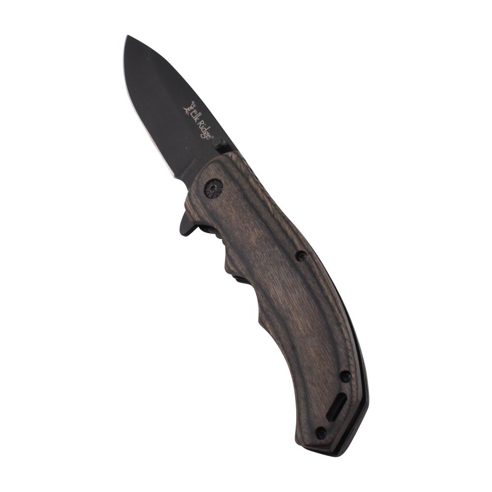 Elk Ridge N32 Folding Wooden Handle Pocket Knife-Black