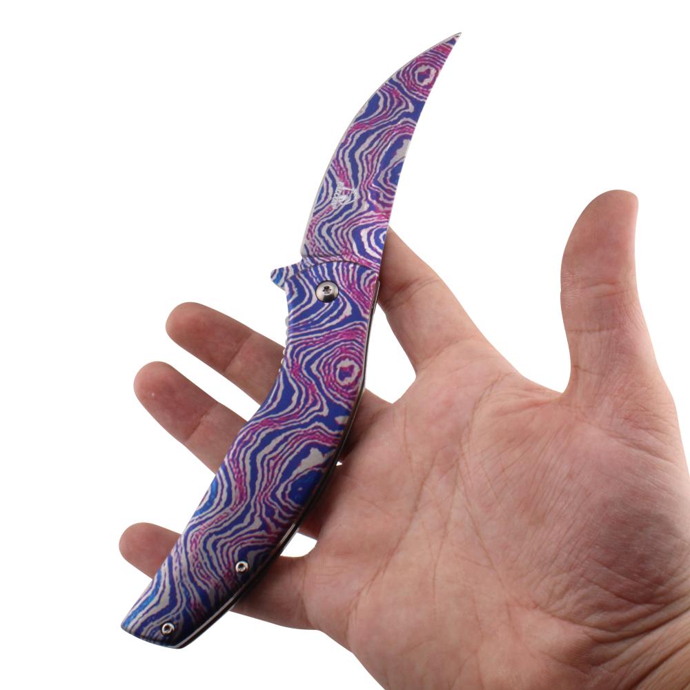 Falcon N41 Folding Metal Handle Pocket Knife-Purple Mix