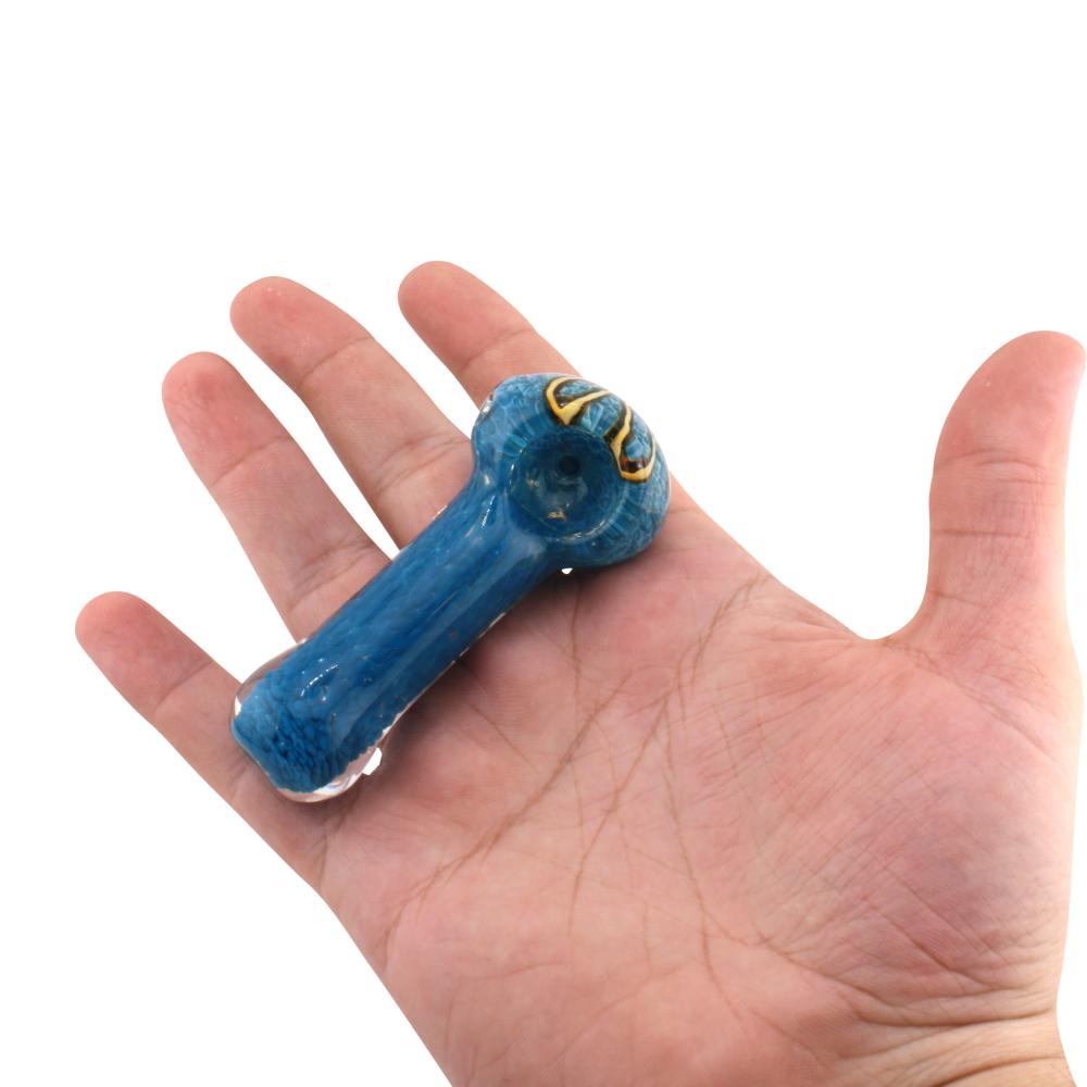 Flower N187 Glass Hand Pipe-Blue