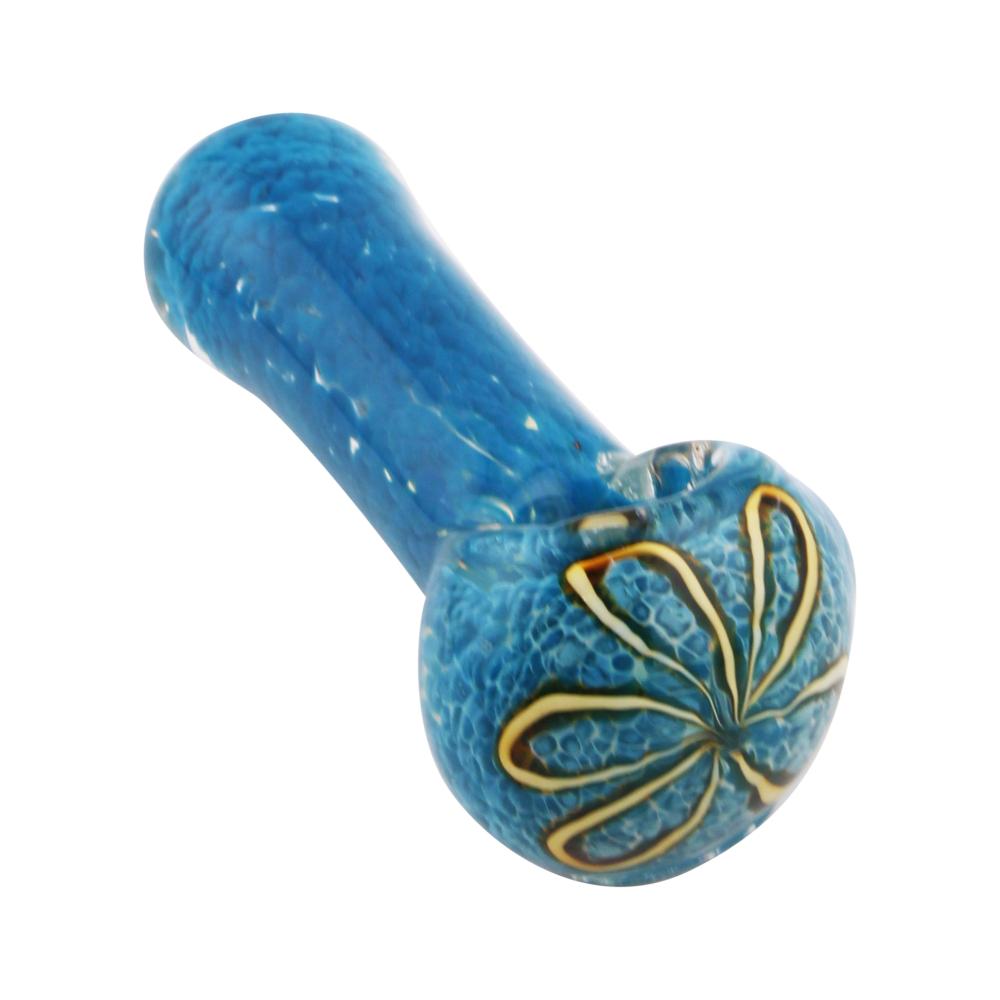 Flower N187 Glass Hand Pipe-Blue