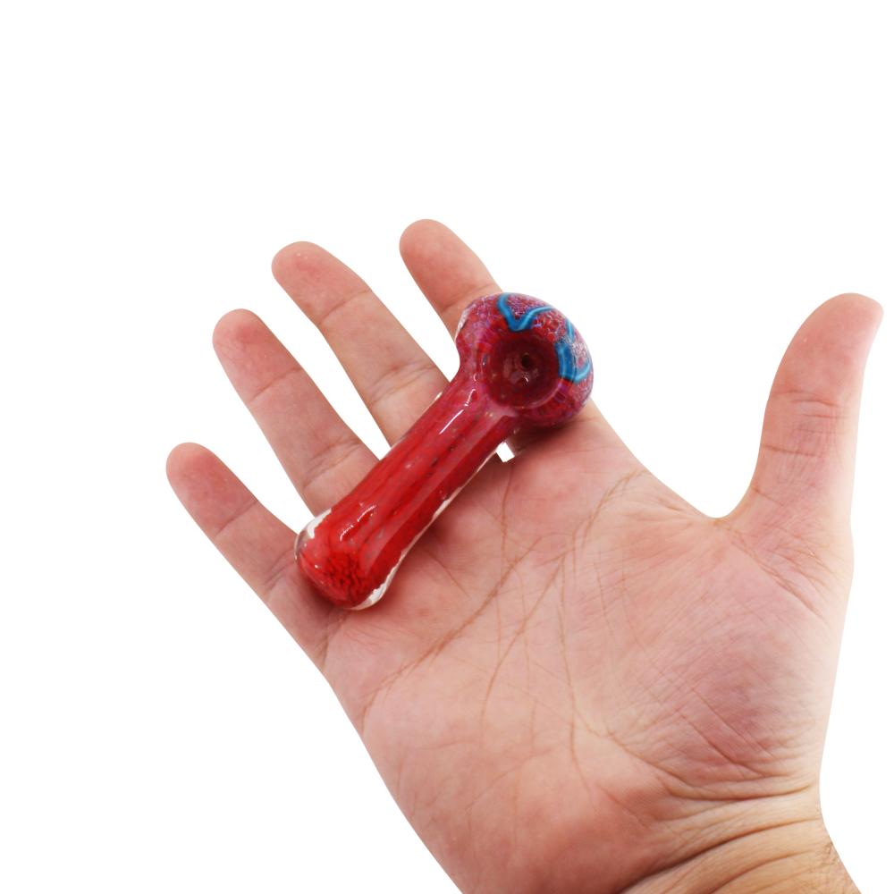 Flower N187 Glass Hand Pipe-Crimson Red