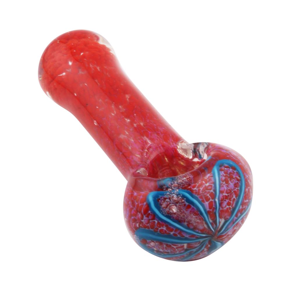Flower N187 Glass Hand Pipe-Crimson Red