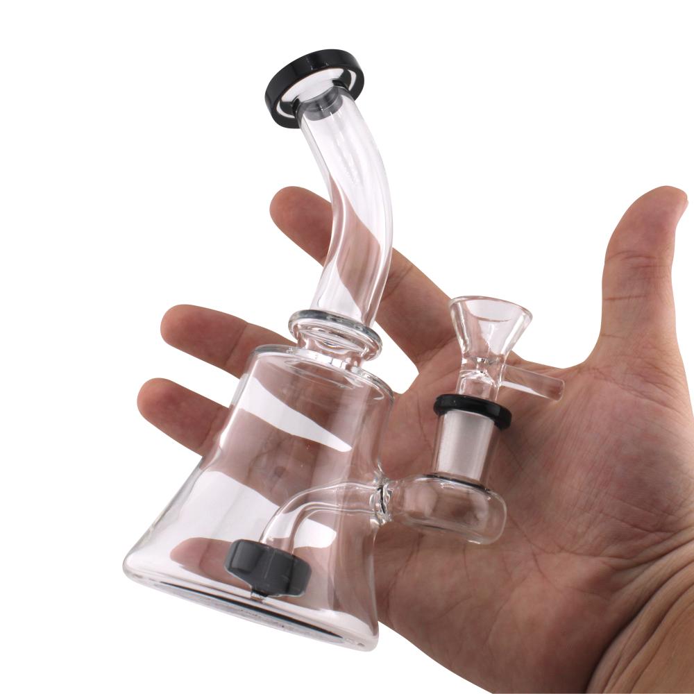 Flower Print Clear Glass Water Pipe-Black
