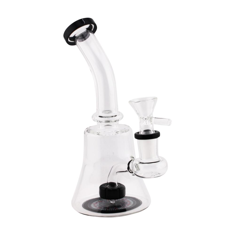 Flower Print Clear Glass Water Pipe-Black
