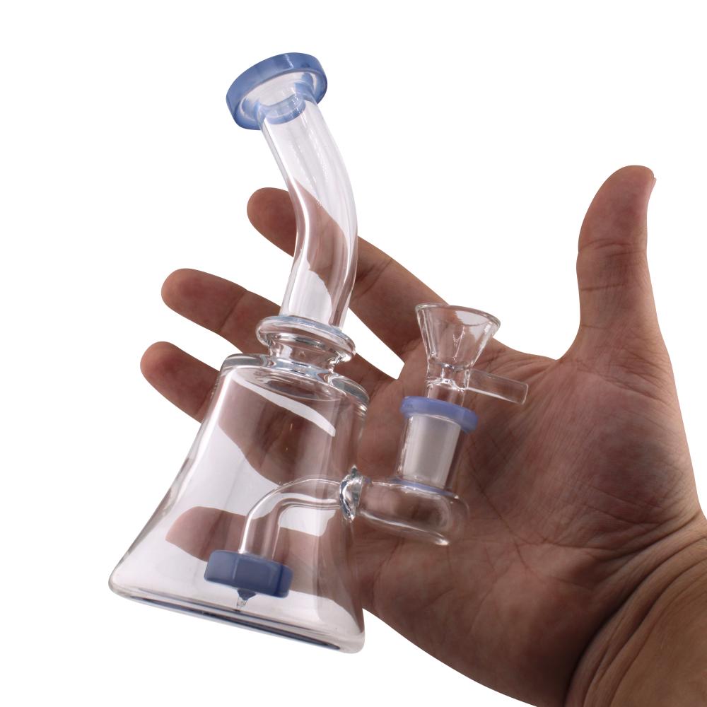 Flower Print Clear Glass Water Pipe-Blue