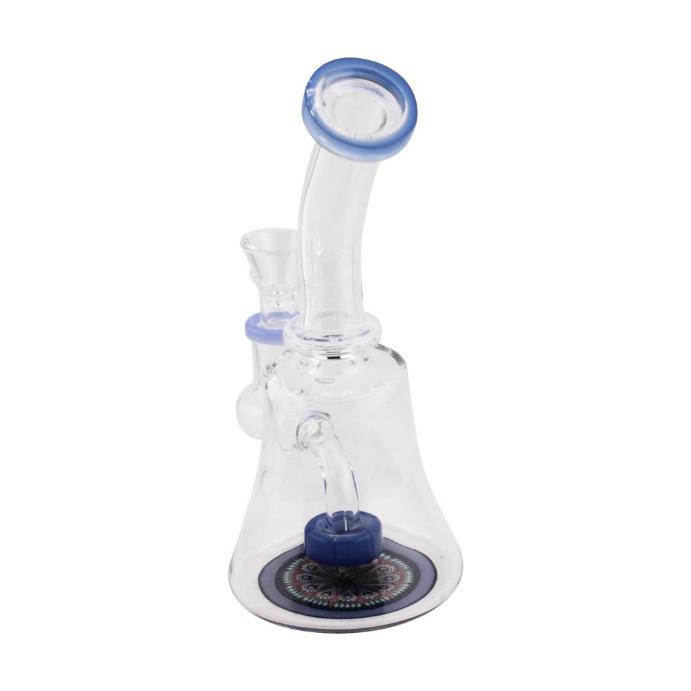 Flower Print Clear Glass Water Pipe-Blue