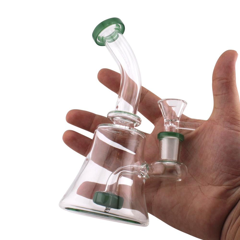 Flower Print Clear Glass Water Pipe-Green