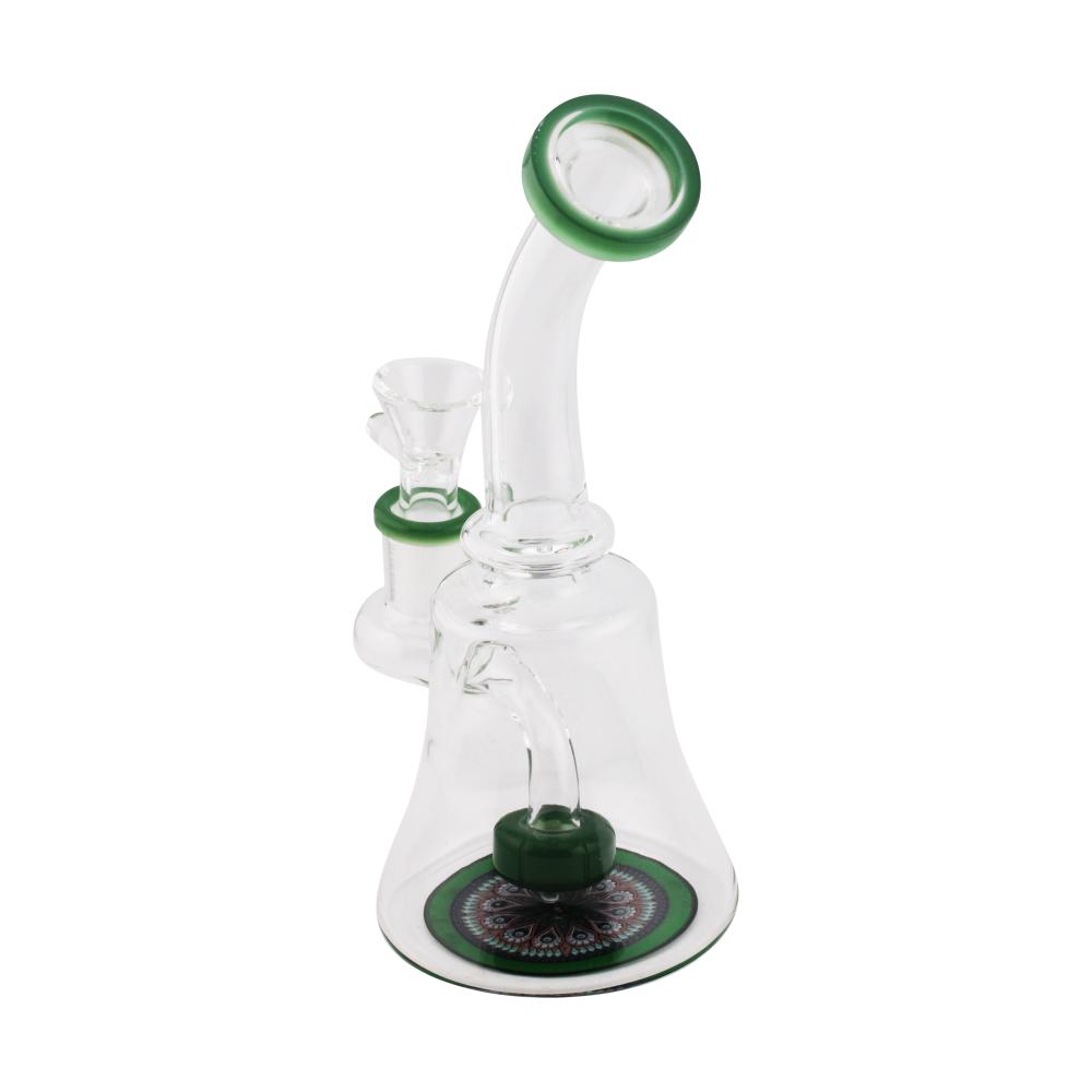 Flower Print Clear Glass Water Pipe-Green