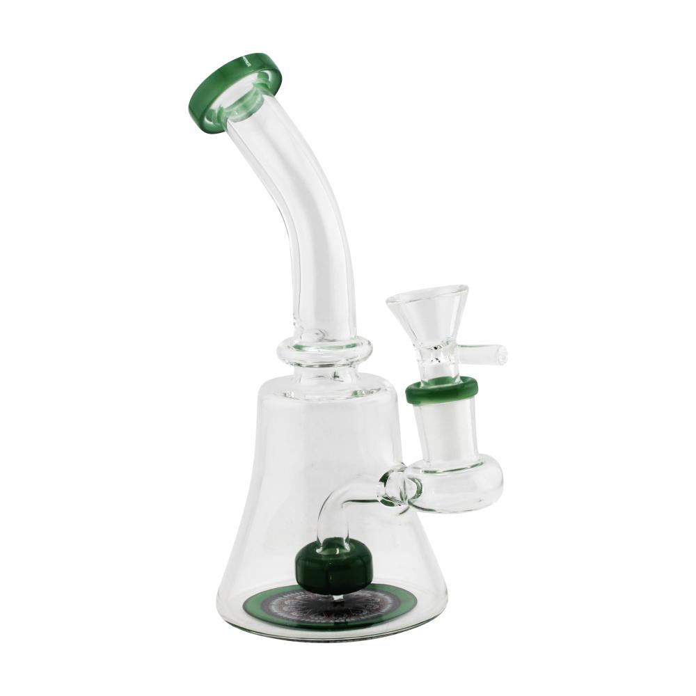 Flower Print Clear Glass Water Pipe-Green
