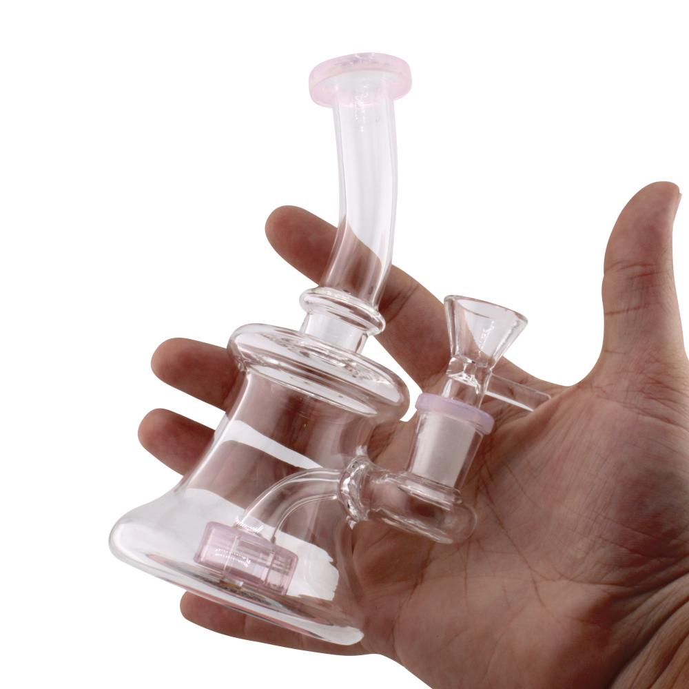 Flower Print Clear Glass Water Pipe-Pink