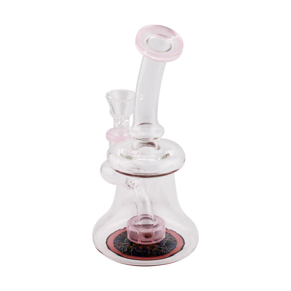 Flower Print Clear Glass Water Pipe-Pink