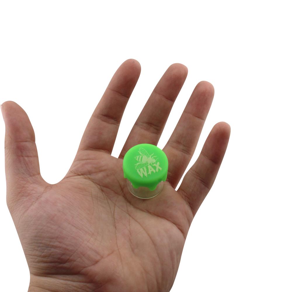 Bee Wax Design Small Glass Container-2 Piece-Green