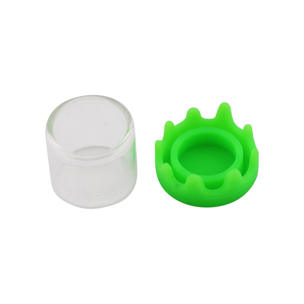 Bee Wax Design Small Glass Container-2 Piece-Green