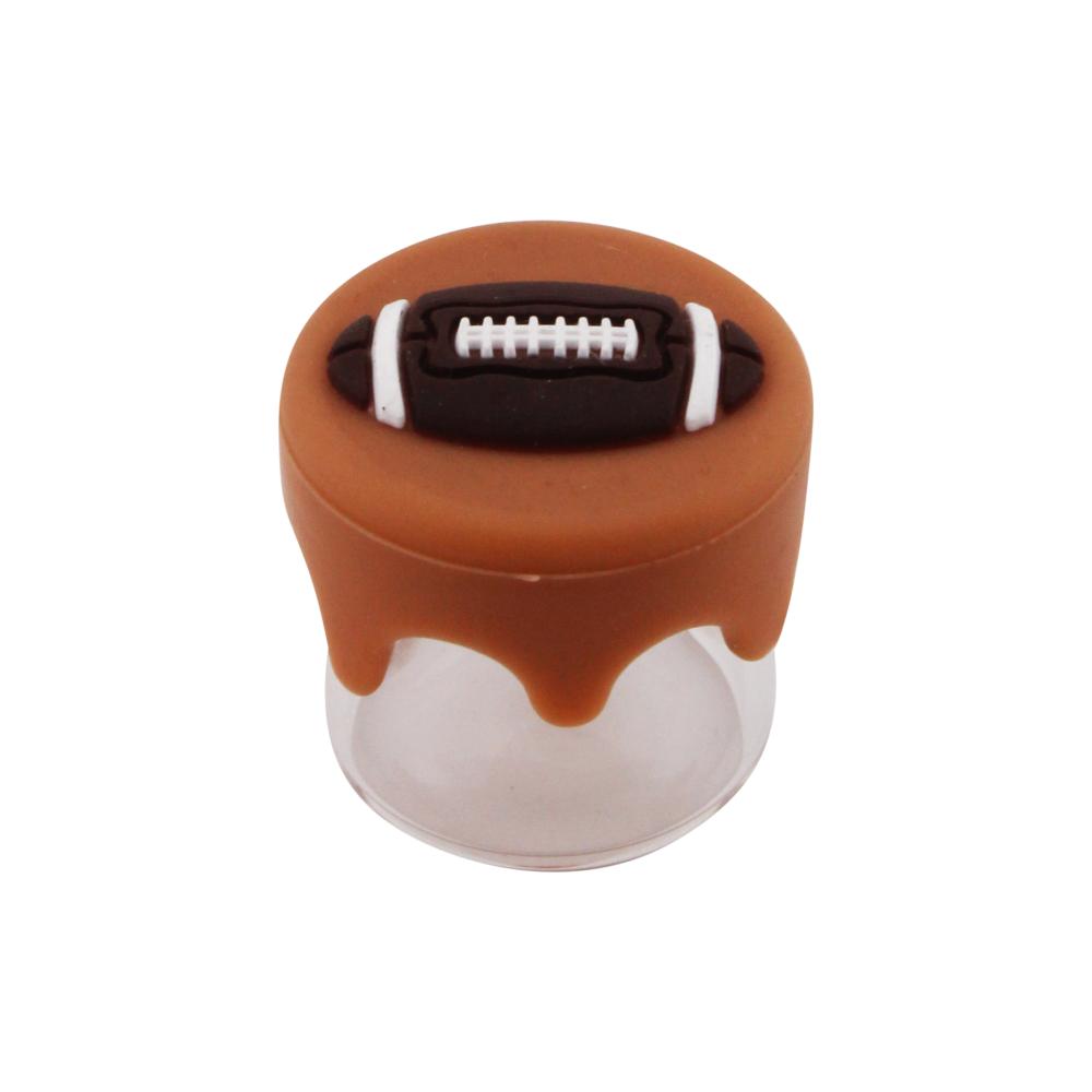 Football Design Small Glass Container-2 Piece-Brown