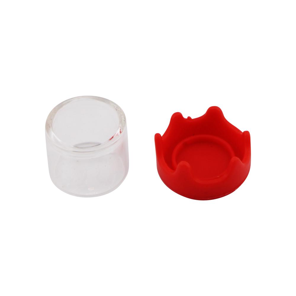 Leaf Design Small Glass Container-2 Piece-Red