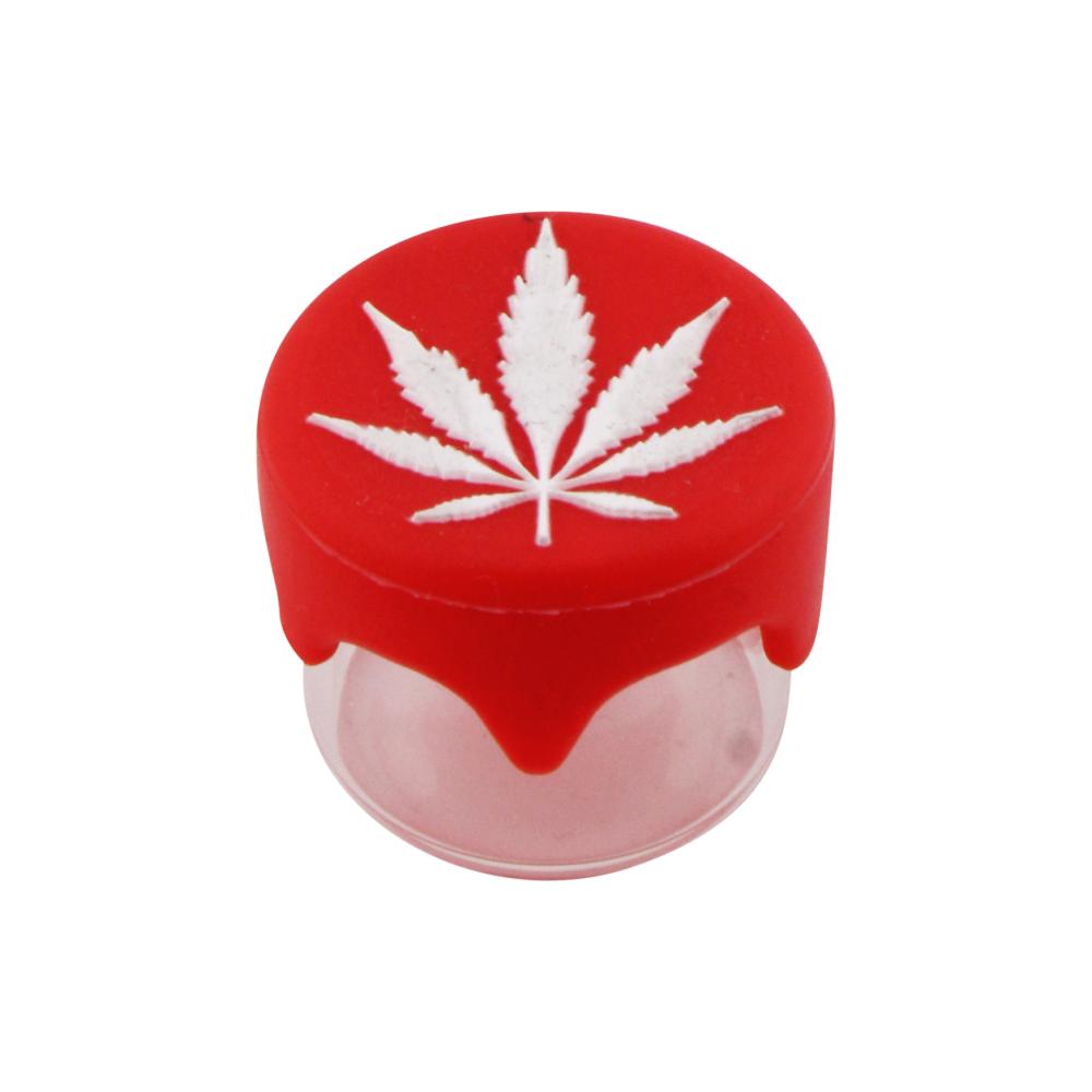 Leaf Design Small Glass Container-2 Piece-Red