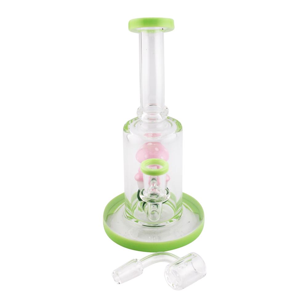 Four Mushroom Glass Water Pipe-Green