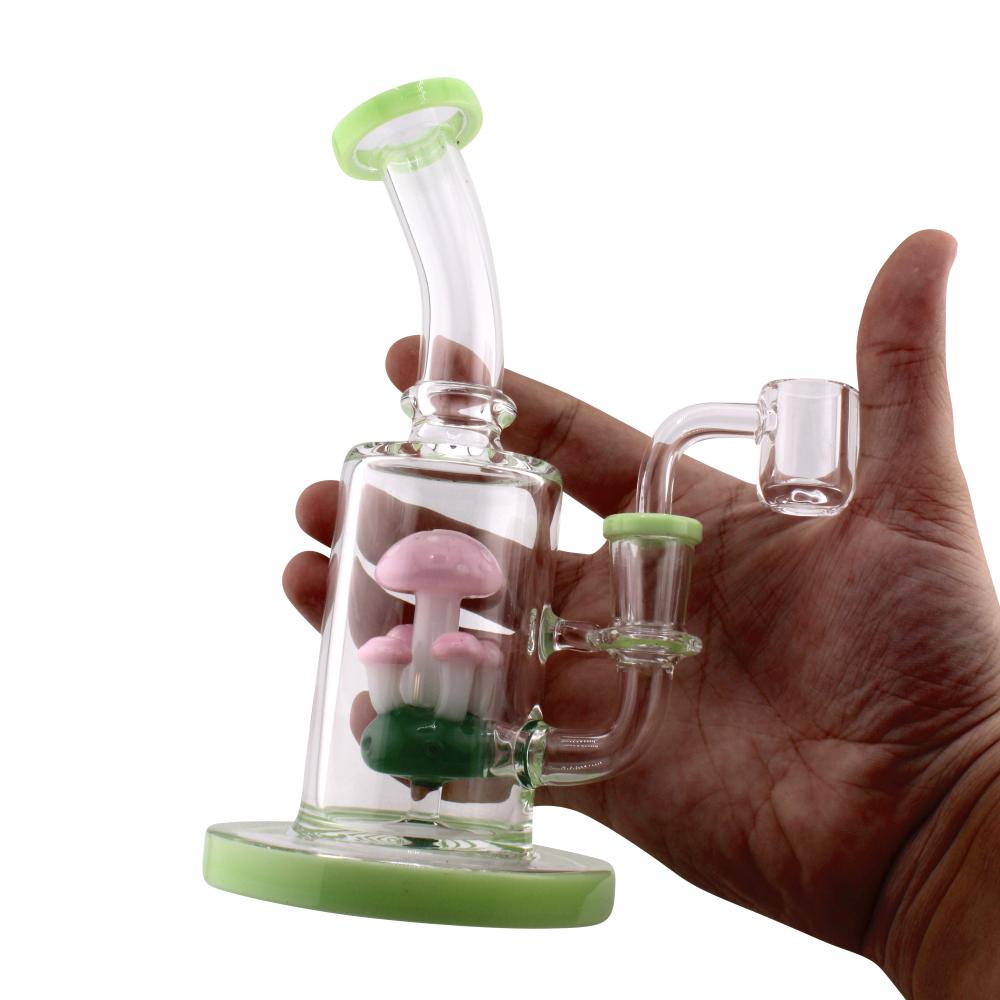 Four Mushroom Glass Water Pipe-Green