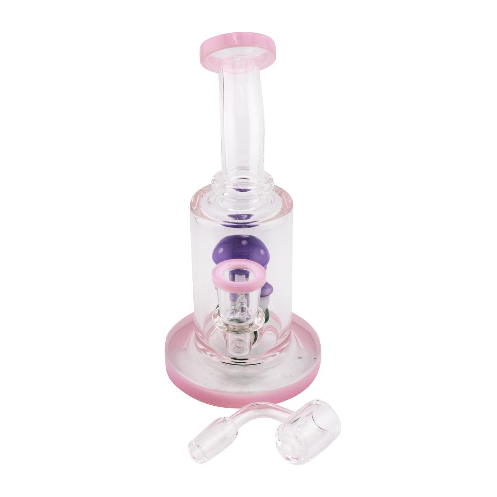 Four Mushroom Glass Water Pipe-Pink