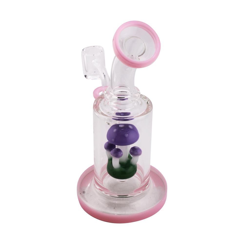 Four Mushroom Glass Water Pipe-Pink