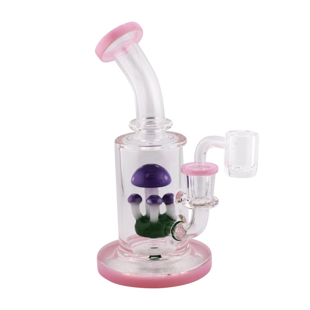 Four Mushroom Glass Water Pipe-Pink