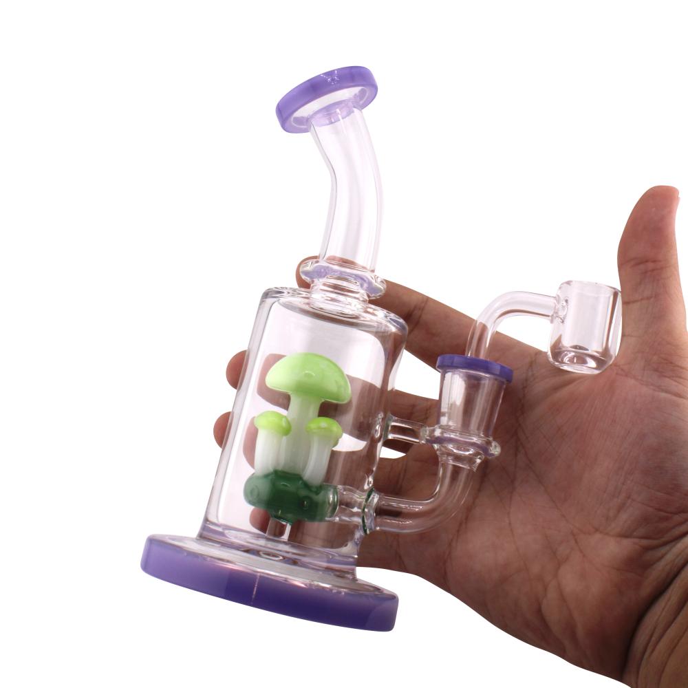 Four Mushroom Glass Water Pipe-Purple