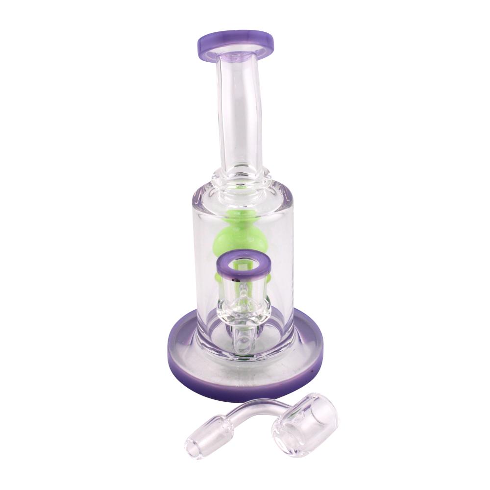 Four Mushroom Glass Water Pipe-Purple