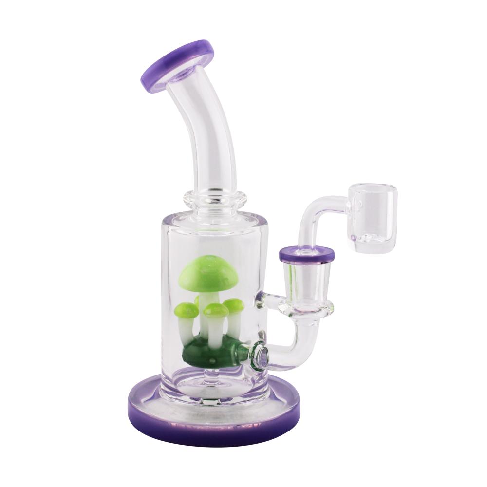 Four Mushroom Glass Water Pipe-Purple