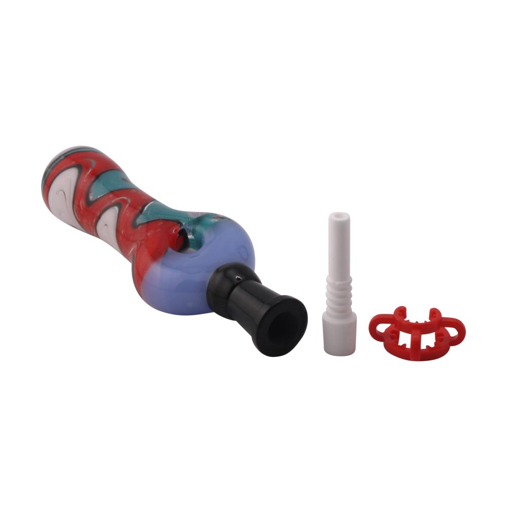 Freedom Swirl Small Glass Nectar Collector-Blue Mix