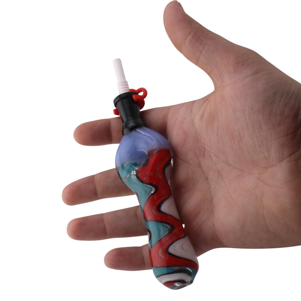 Freedom Swirl Small Glass Nectar Collector-Blue Mix