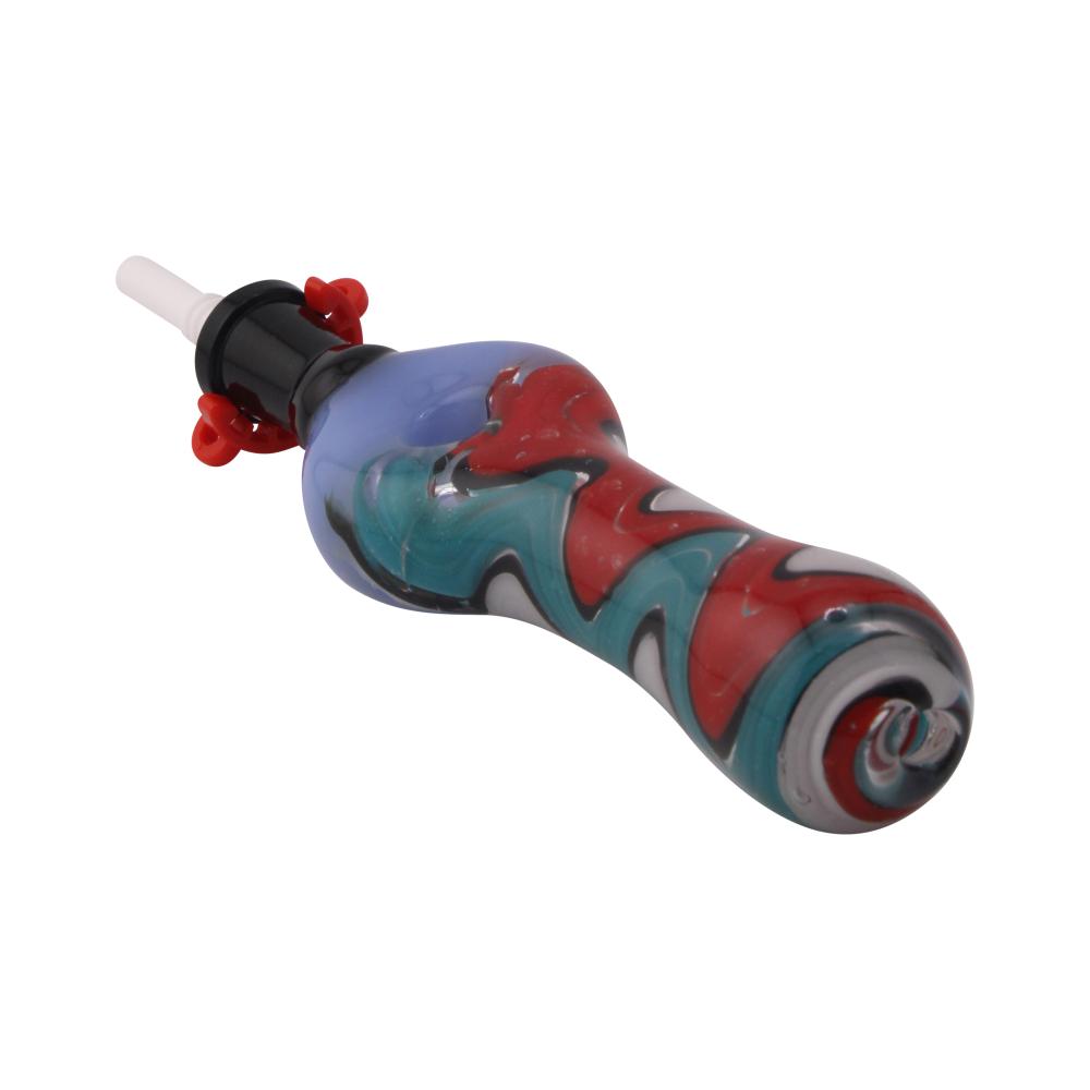 Freedom Swirl Small Glass Nectar Collector-Blue Mix