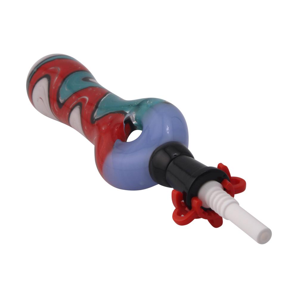 Freedom Swirl Small Glass Nectar Collector-Blue Mix