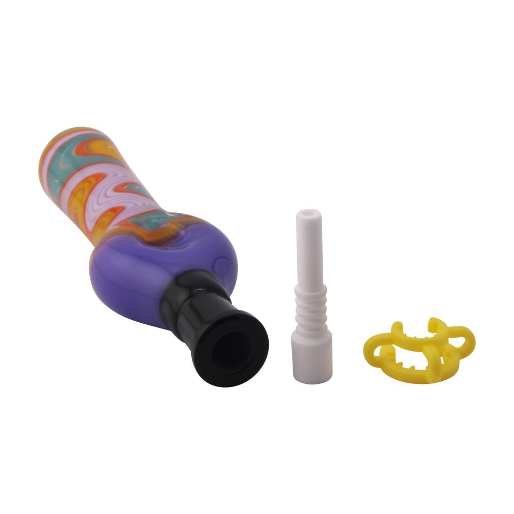 Freedom Swirl Small Glass Nectar Collector-Dark Blue Mix