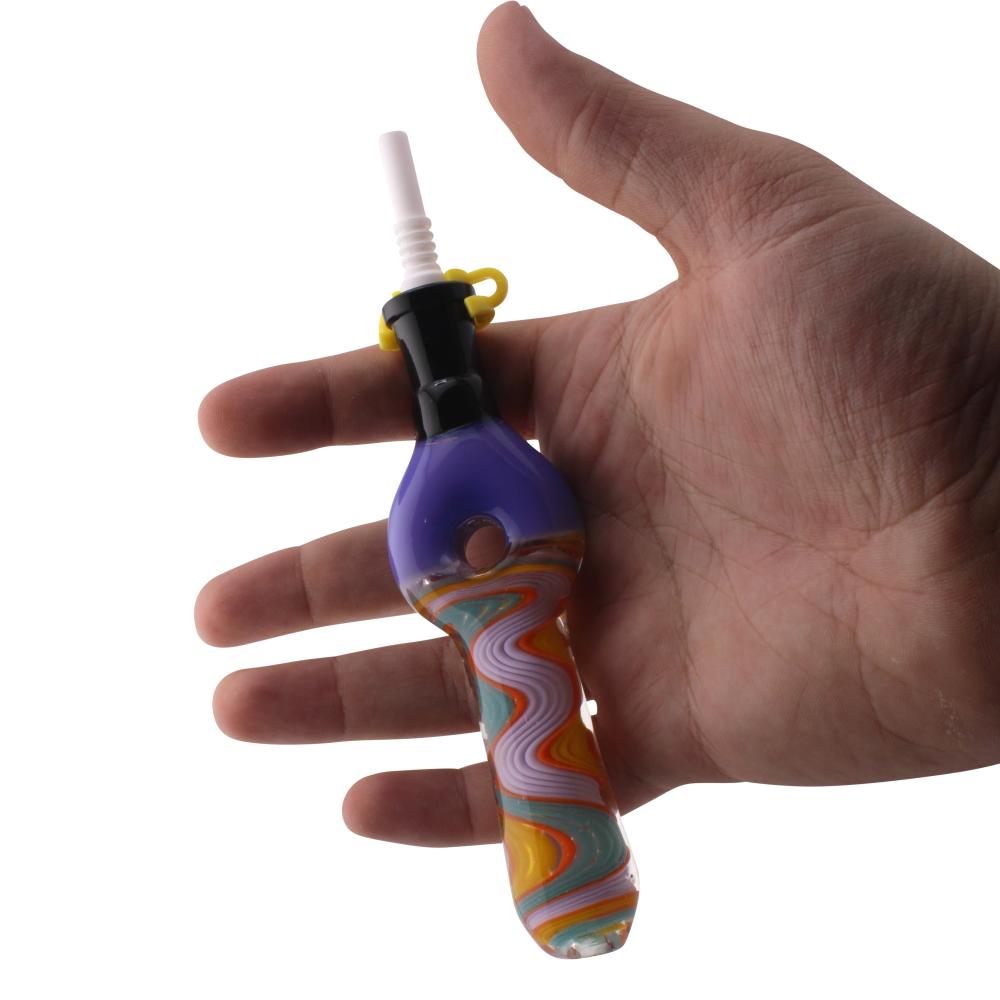 Freedom Swirl Small Glass Nectar Collector-Dark Blue Mix