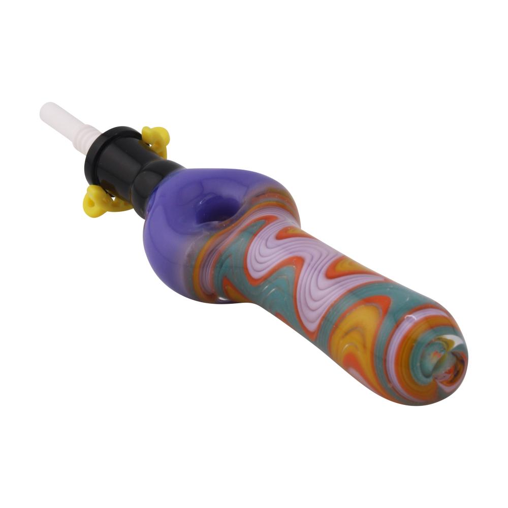 Freedom Swirl Small Glass Nectar Collector-Dark Blue Mix