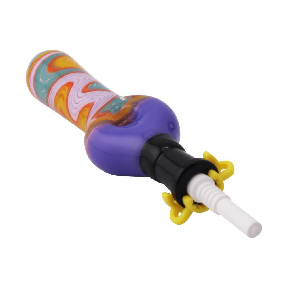 Freedom Swirl Small Glass Nectar Collector-Dark Blue Mix