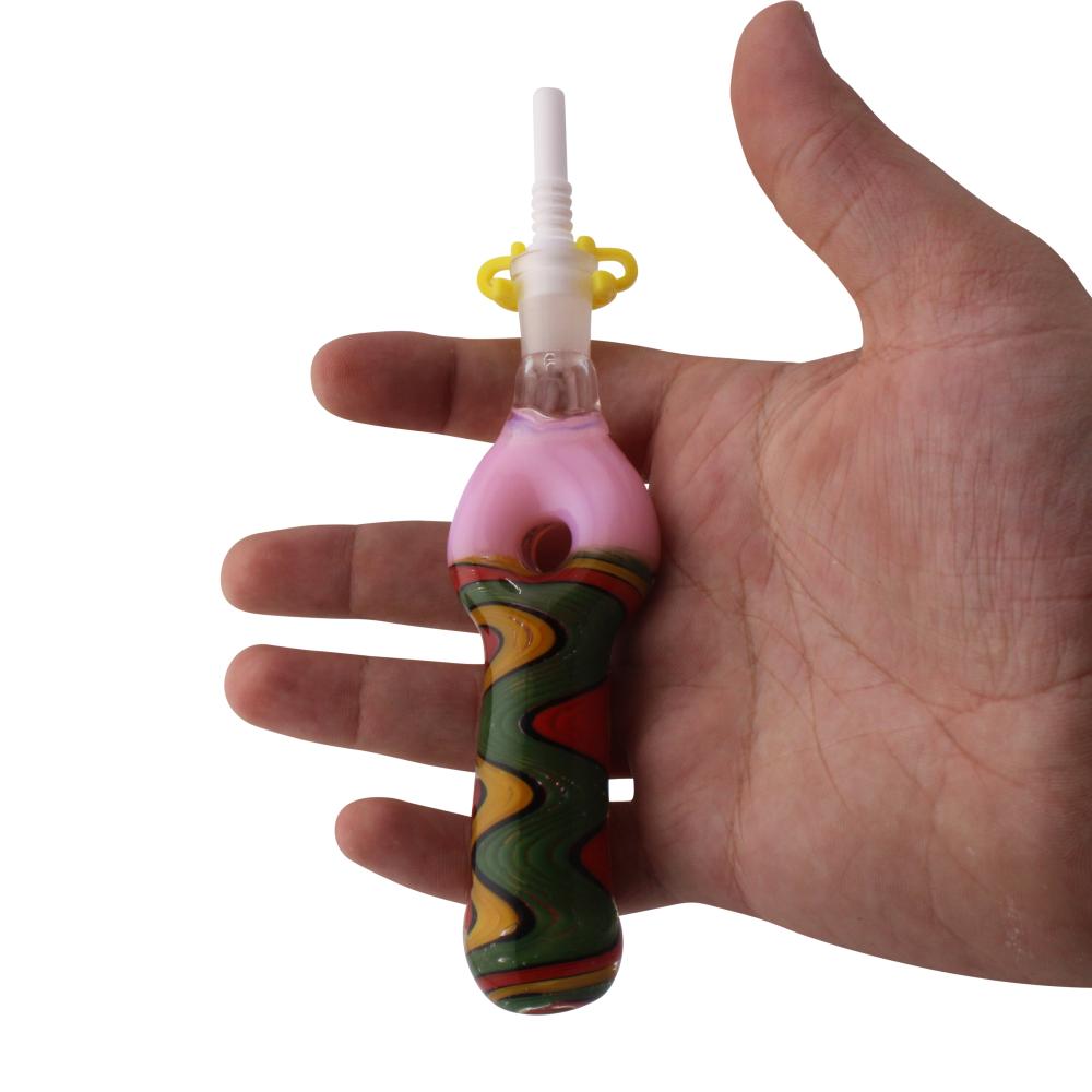 Freedom Swirl Small Glass Nectar Collector-Dark Pink Mix