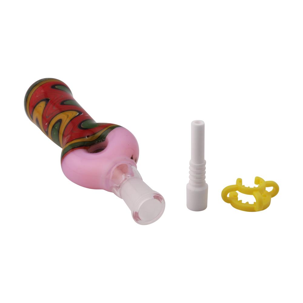 Freedom Swirl Small Glass Nectar Collector-Dark Pink Mix