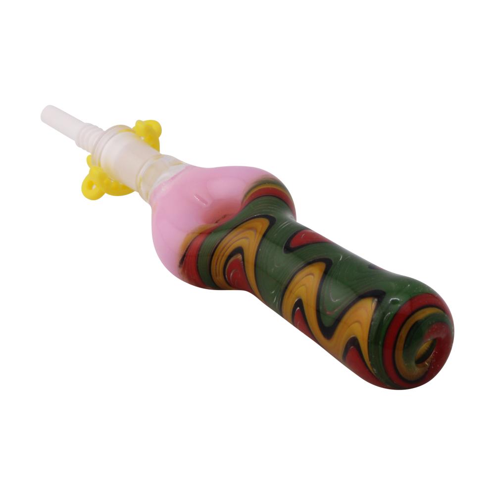 Freedom Swirl Small Glass Nectar Collector-Dark Pink Mix