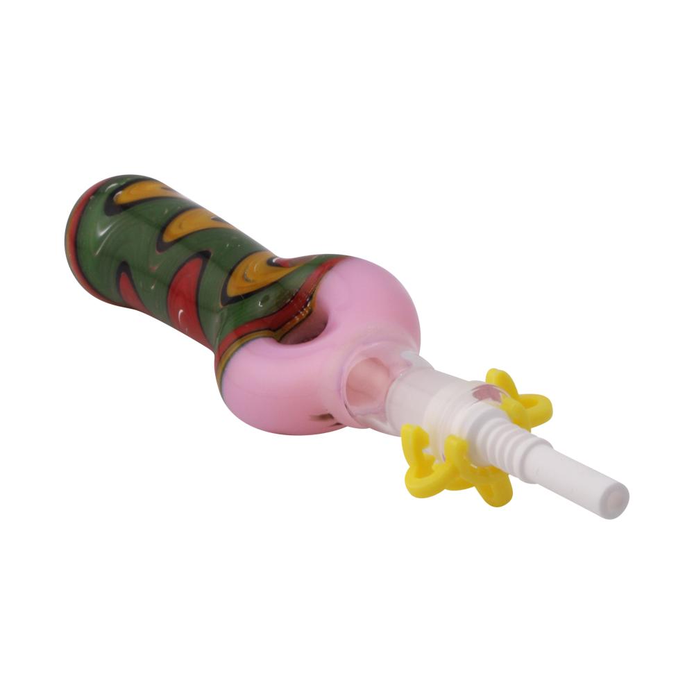 Freedom Swirl Small Glass Nectar Collector-Dark Pink Mix