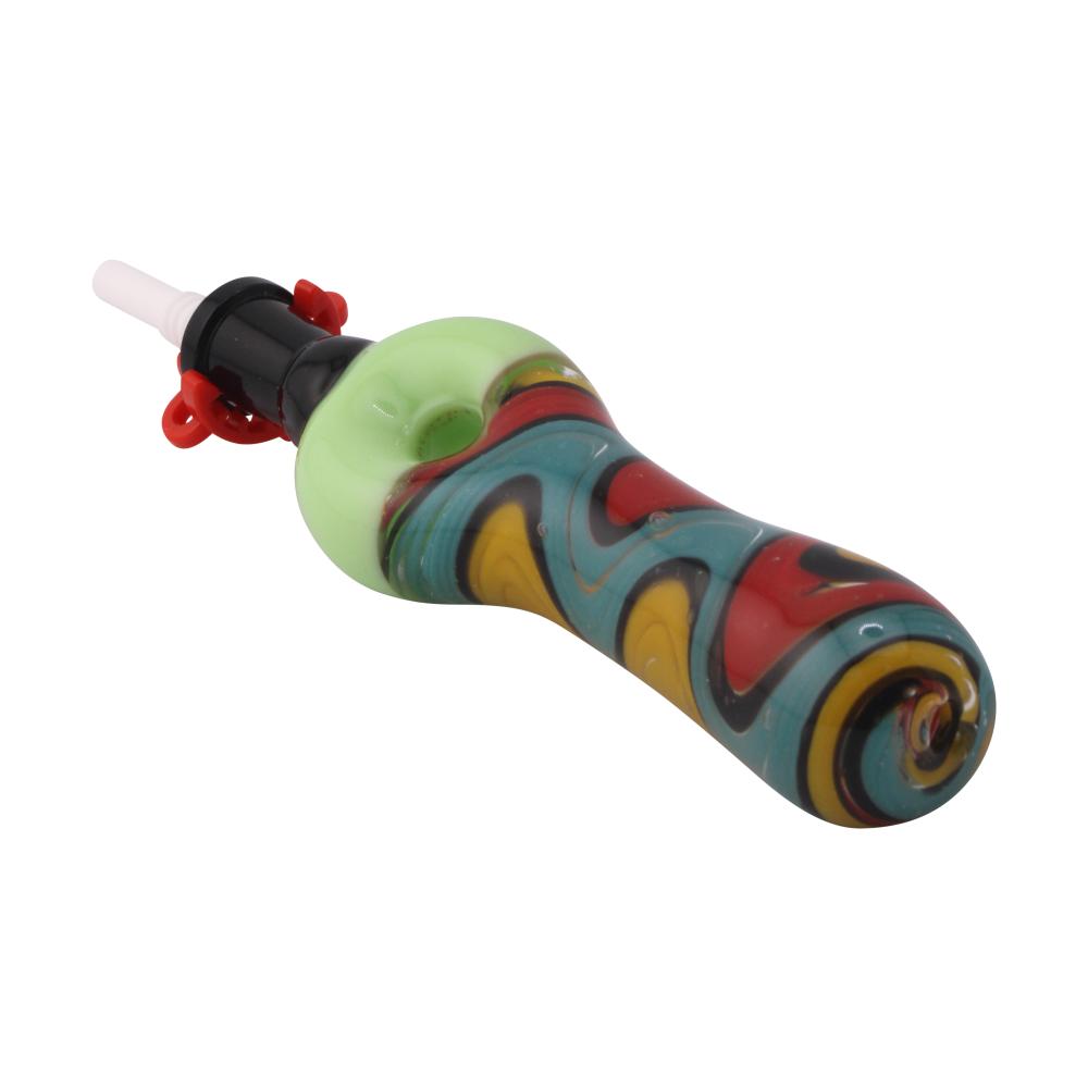 Freedom Swirl Small Glass Nectar Collector-Green Mix