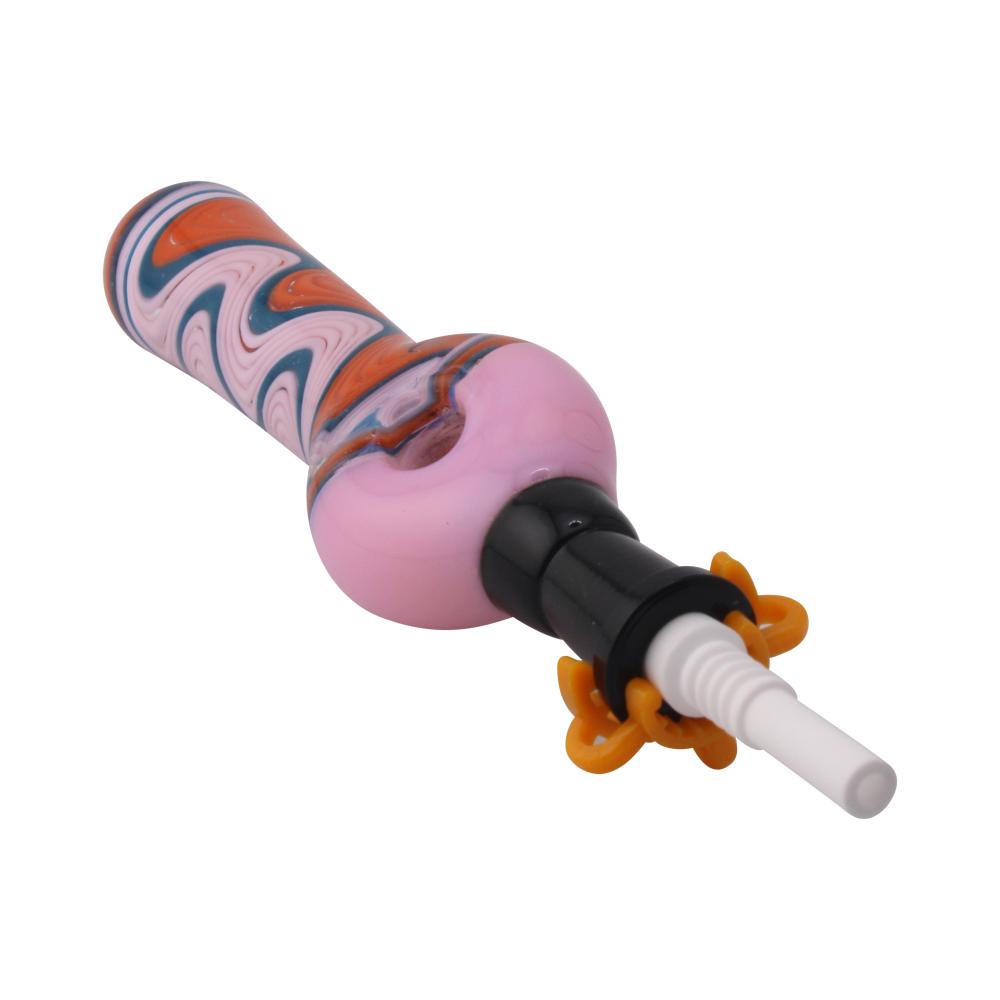 Freedom Swirl Small Glass Nectar Collector-Light Pink Mix
