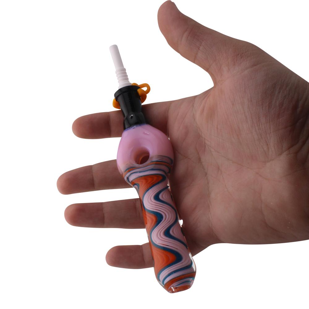 Freedom Swirl Small Glass Nectar Collector-Pink Mix