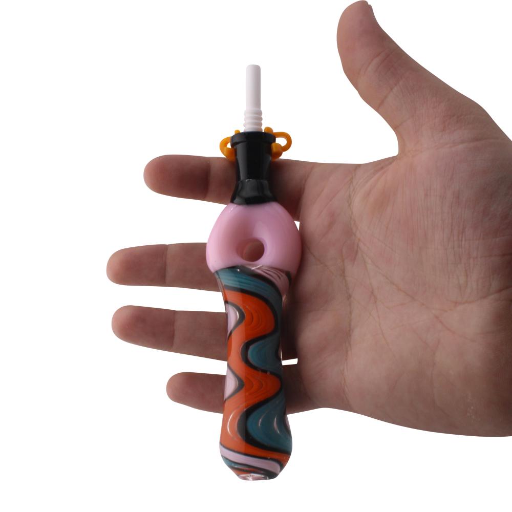 Freedom Swirl Small Glass Nectar Collector-Pink Mix