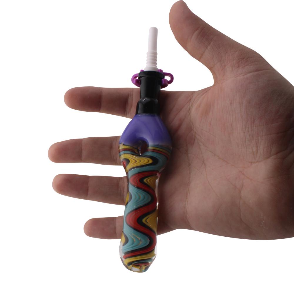 Freedom Swirl Small Glass Nectar Collector-Purple Mix