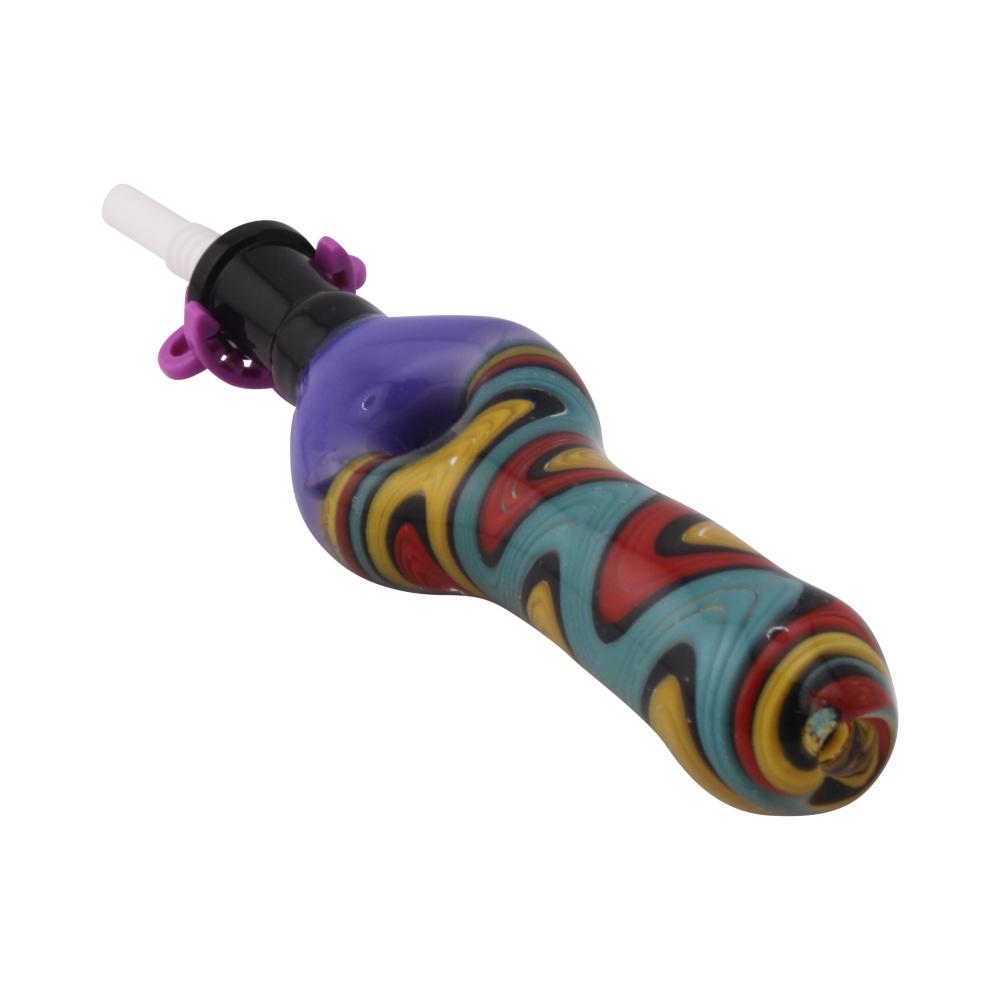 Freedom Swirl Small Glass Nectar Collector-Purple Mix